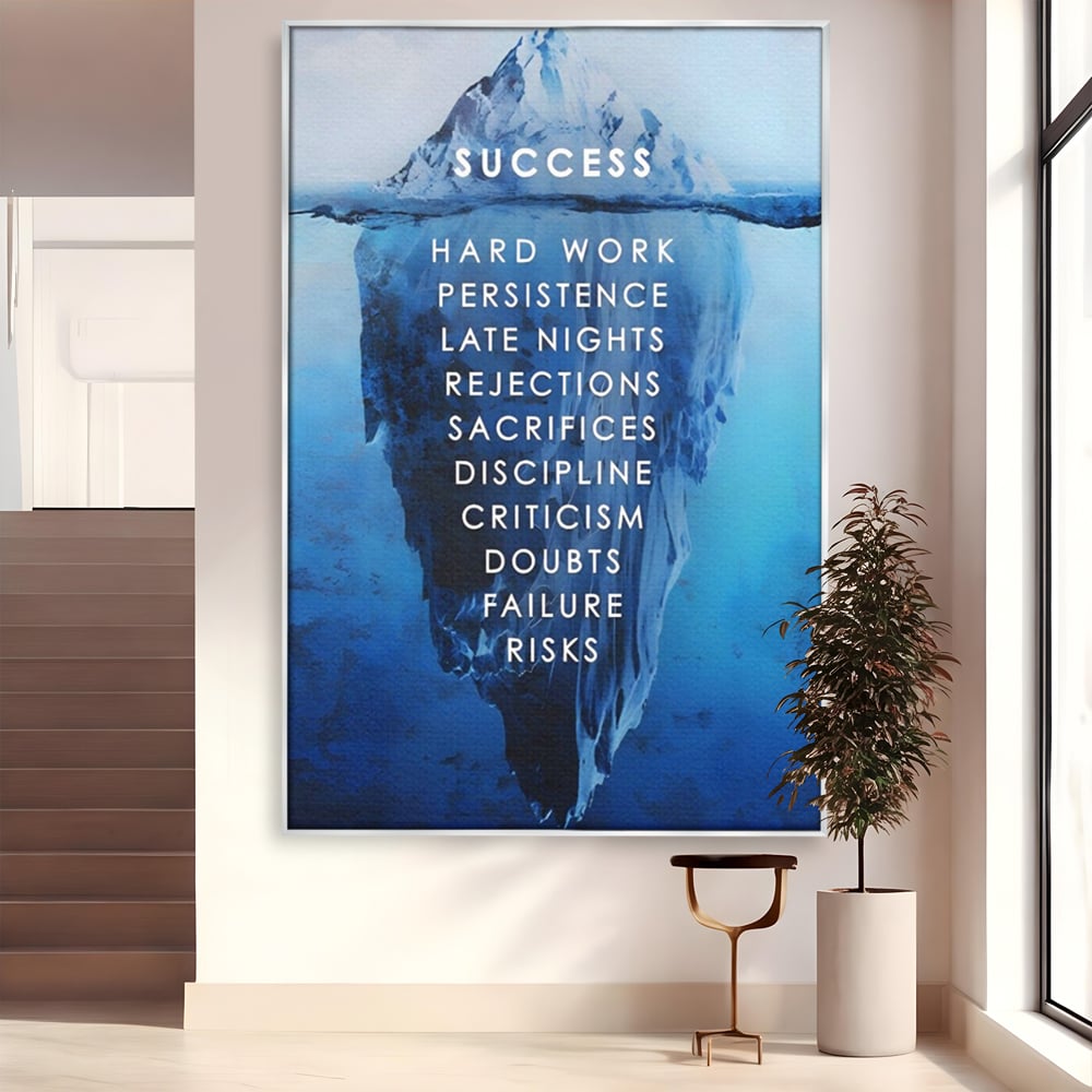 Tablou canvas cu tablou canvas motivational iceberg, in rama de aluminiu argintiu